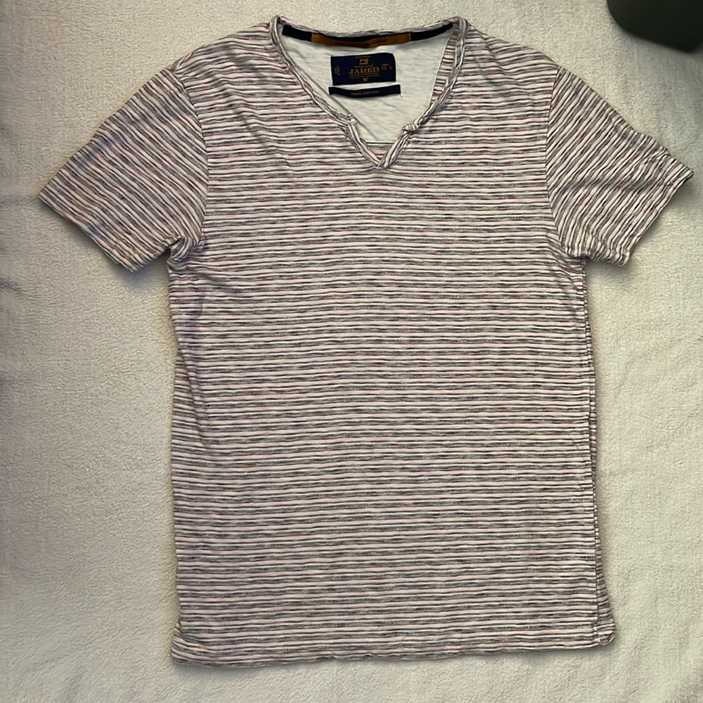 Red, White, Blue V-Neck Short Sleeve Shirt Mens Size Large